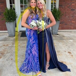 Gorgeous blue and iridescent prom dress